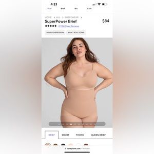 Honeylove rose tan SuperPower Thong underwear tummy control body shaper